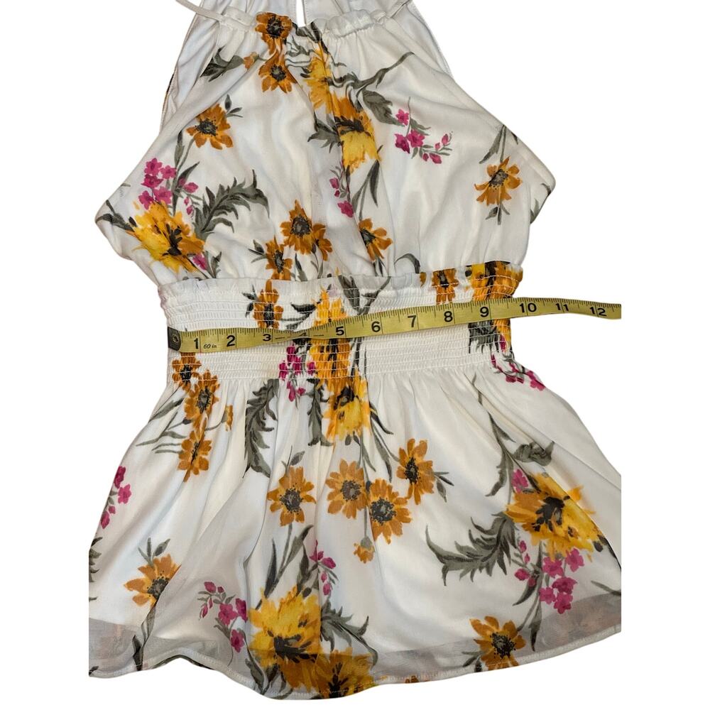 Express halter Top blouse XXS white Floral Sleeveless Peplum fairy - Picture 8 of 11